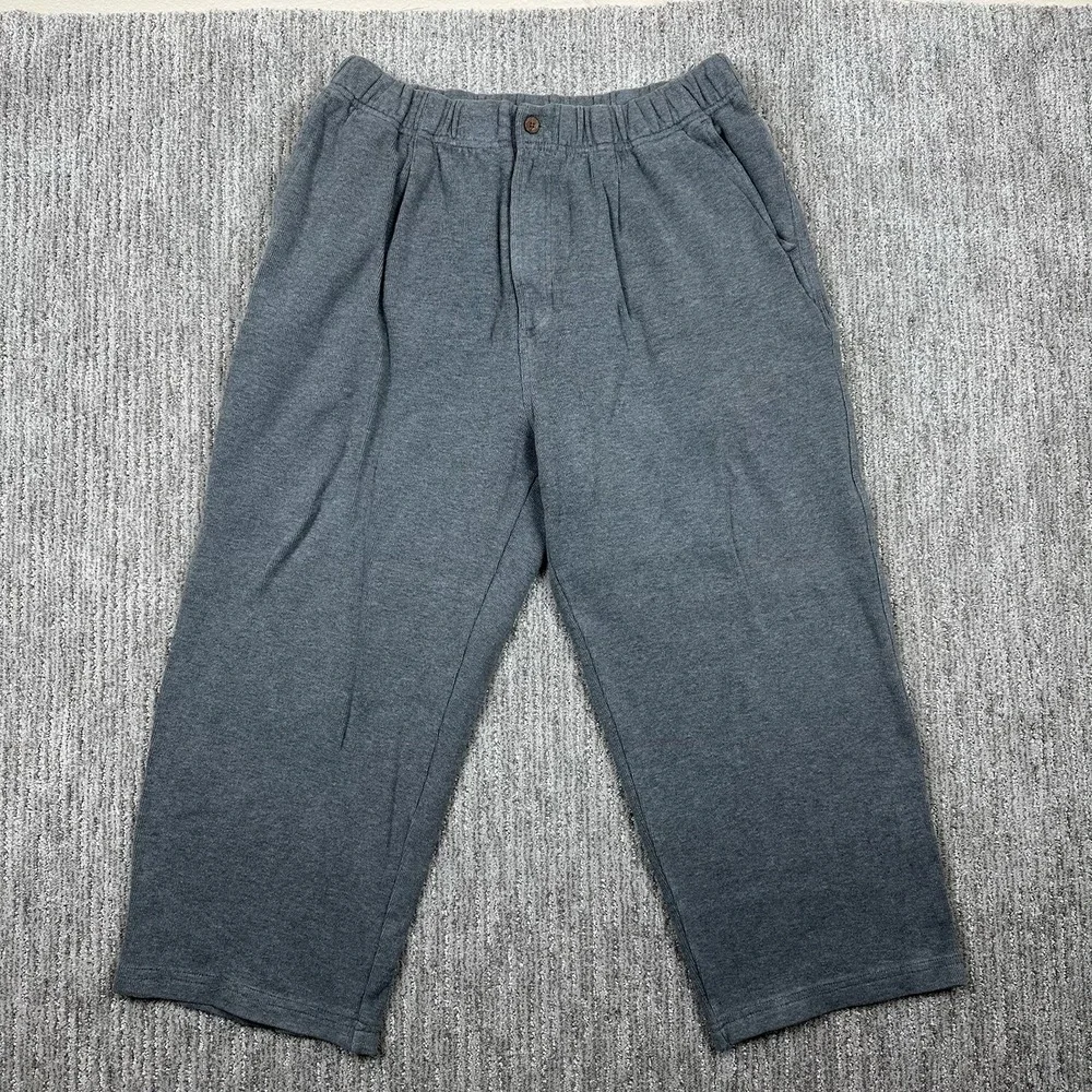 Tommy Bahama Pants Mens L Gray Cotton Sweatpants Baggy Wide Leg Elastic‎ Waist